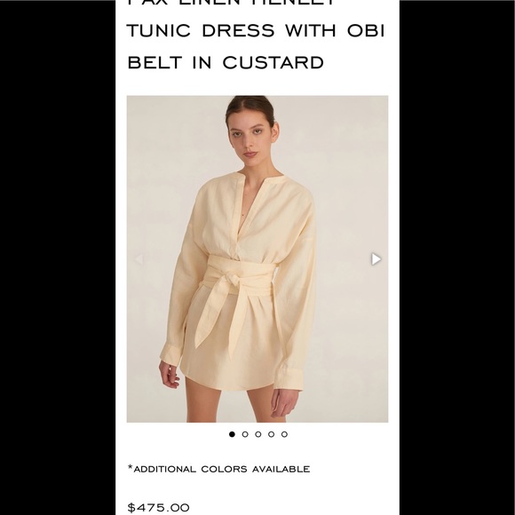 2022 spring Marissa Webb pax linen henley tunic Dress with obi belt in linen - Picture 4 of 14